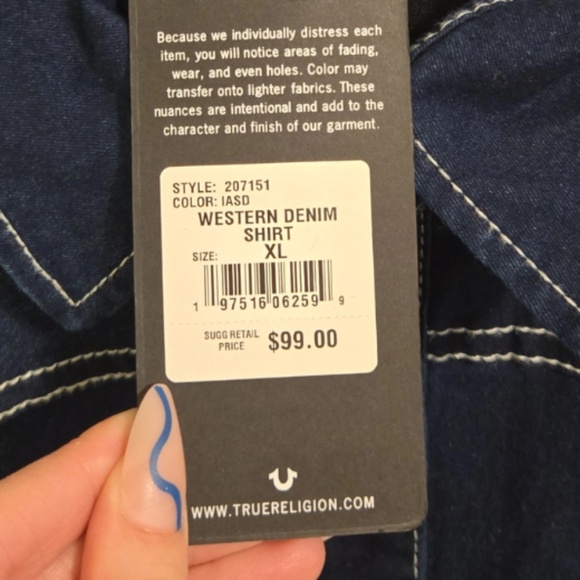 BRAND NEW!! ひTrue Religion Western Denim Shirtひ - Picture 2 of 6